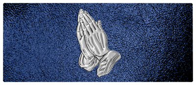 DNSEMP-L-516-GD-SH-BL Silver Praying Hands Shimmer Blue